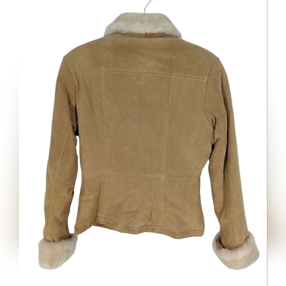 S - Maxima Wilson's Leather | Genuine leather 90s Tan Faux Fur Jacket - Picture 2 of 5